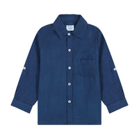 Mer St Barth Remi Boy's Button Front Shirt Lapis Blue
