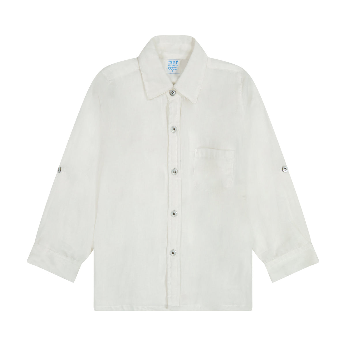 Mer St Barth Remi Boy's Button Front Shirt White