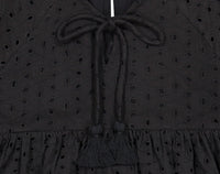 Mer St Barth Sara Girls' Popover Dress Black Eyelet