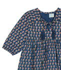 Mer St Barth Sara Girls' Popover Dress Blue Floral Block Print