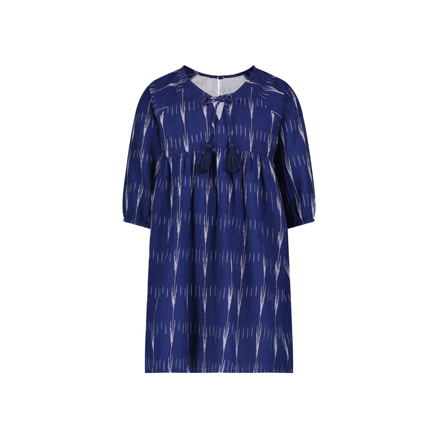 Mer St Barth Sara Girls' Popover Dress Indigo Ikat