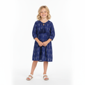 Mer St Barth Sara Girls' Popover Dress Indigo Ikat