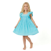 Serena Girls Tassel Dress Pool Embroidery