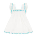 Mer St Barth Serena Girls' Tassel Dress Aqua Floral Embroidery