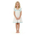 Mer St Barth Serena Girls' Tassel Dress Aqua Floral Embroidery