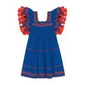 Mer St Barth Serena Girls' Tassel Dress Classic Blue Embroidery
