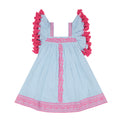 Mer St Barth Serena Girls' Tassel Dress Sky Embroidery