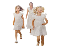 Mer St Barth Sophie Girls' Tassel Dress White Eyelet