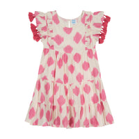 Mer St Barth Sophie Girls' Tassel Dress White Pink Ikat