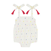 Mer St Barth Zoe Baby Romper Confetti Swiss Dot