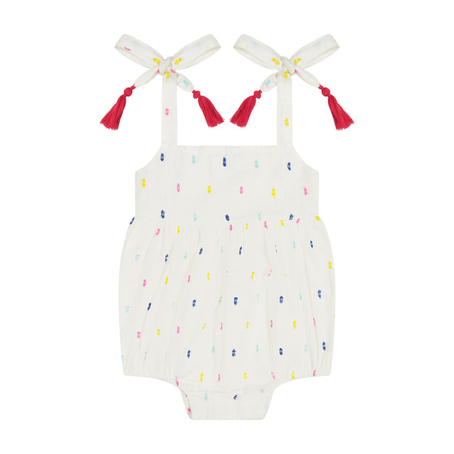 Mer St Barth Zoe Baby Romper Confetti Swiss Dot