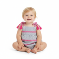 Mer St Barth Zoe Baby Romper Marine Stripe Embroidery