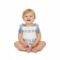 Mer St Barth Zoe Baby Romper White Blue Embroidery