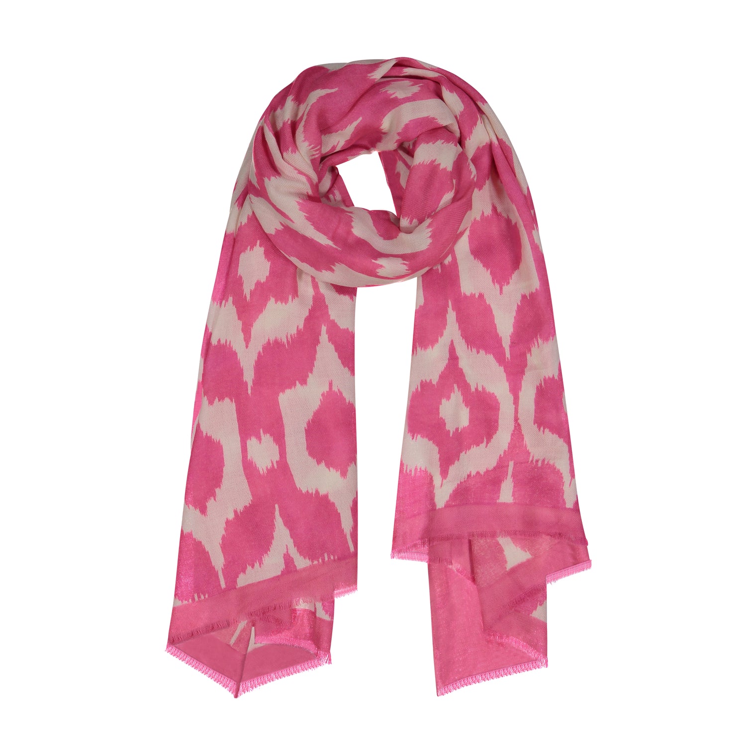 Cashmere Pashmina Shawl Pink Ikat By Yaser Shaw