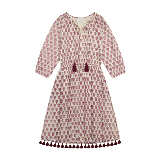 Solange Women's Popover Dress Aubergine Block Print - final sale