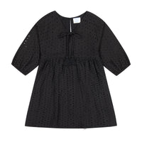 Sara Girl's Popover Dress Black Eyelet