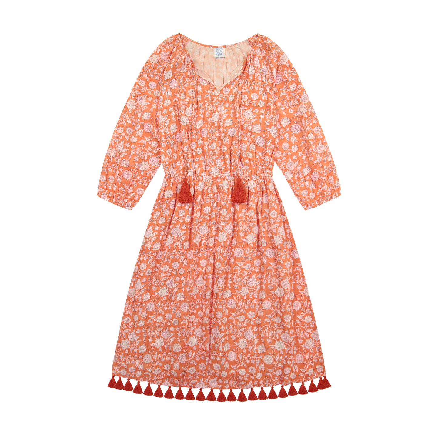 Solange Women's Popover Dress Coral Block Print - final sale
