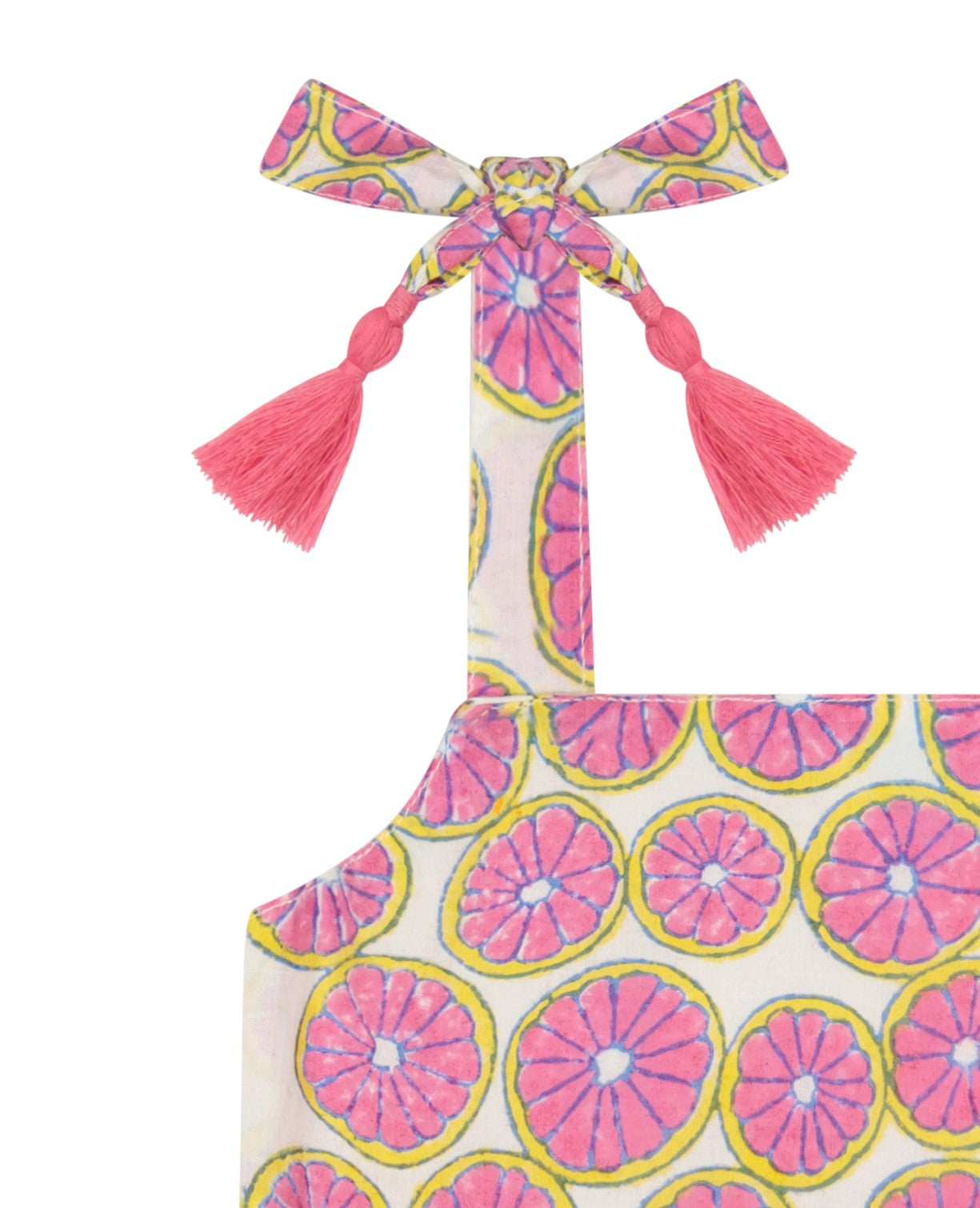 Zoe Shoulder Tie Baby Romper Citrus Pink- final sale