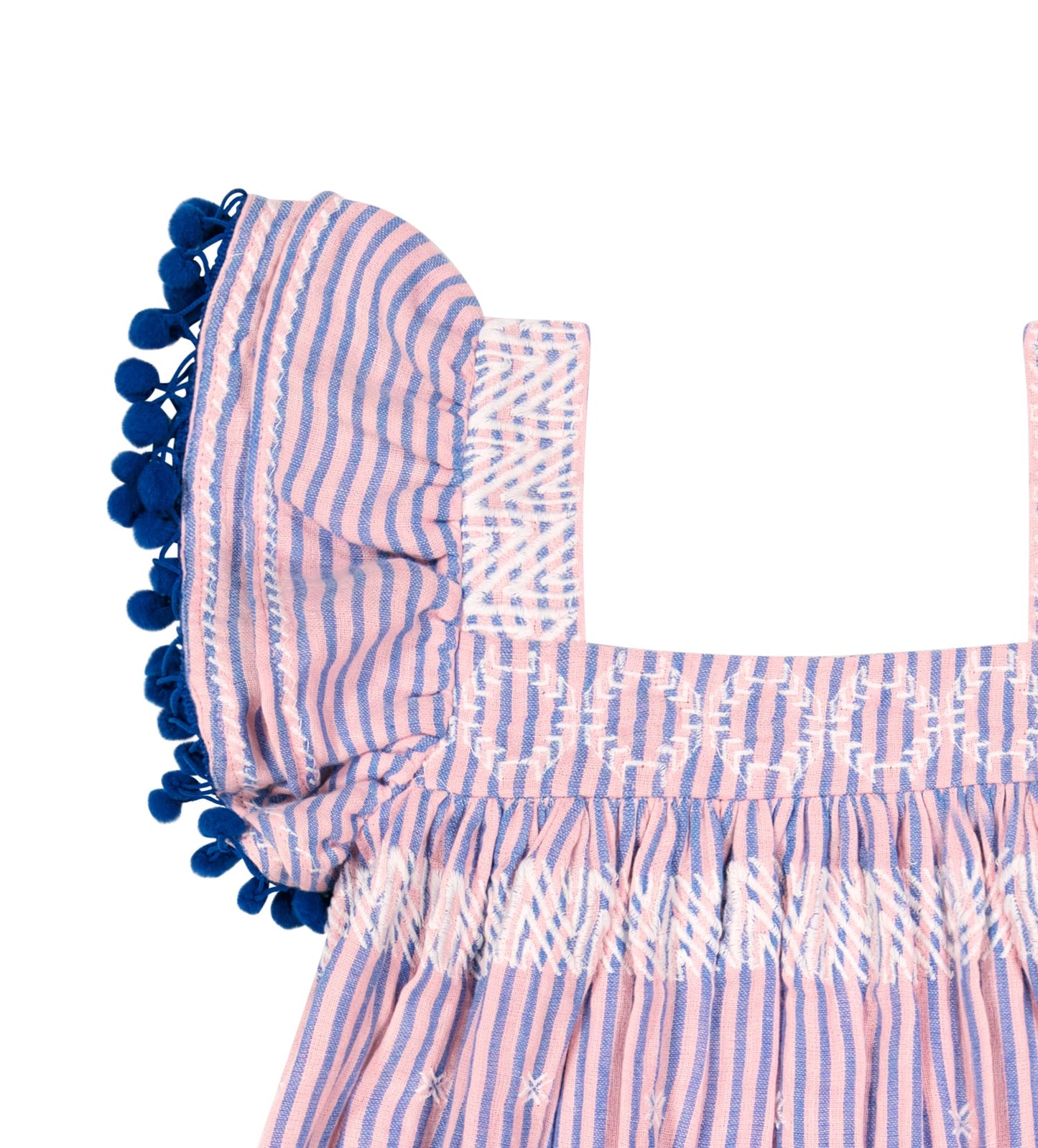 Serena Girl's Tassel Dress Pink Blue Stripe