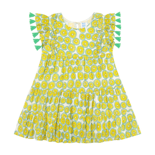 Sophie Girl's Tassel Dress Citrus Yellow- final sale