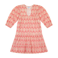 Veronique Women's Dress Coral Dal Block Print