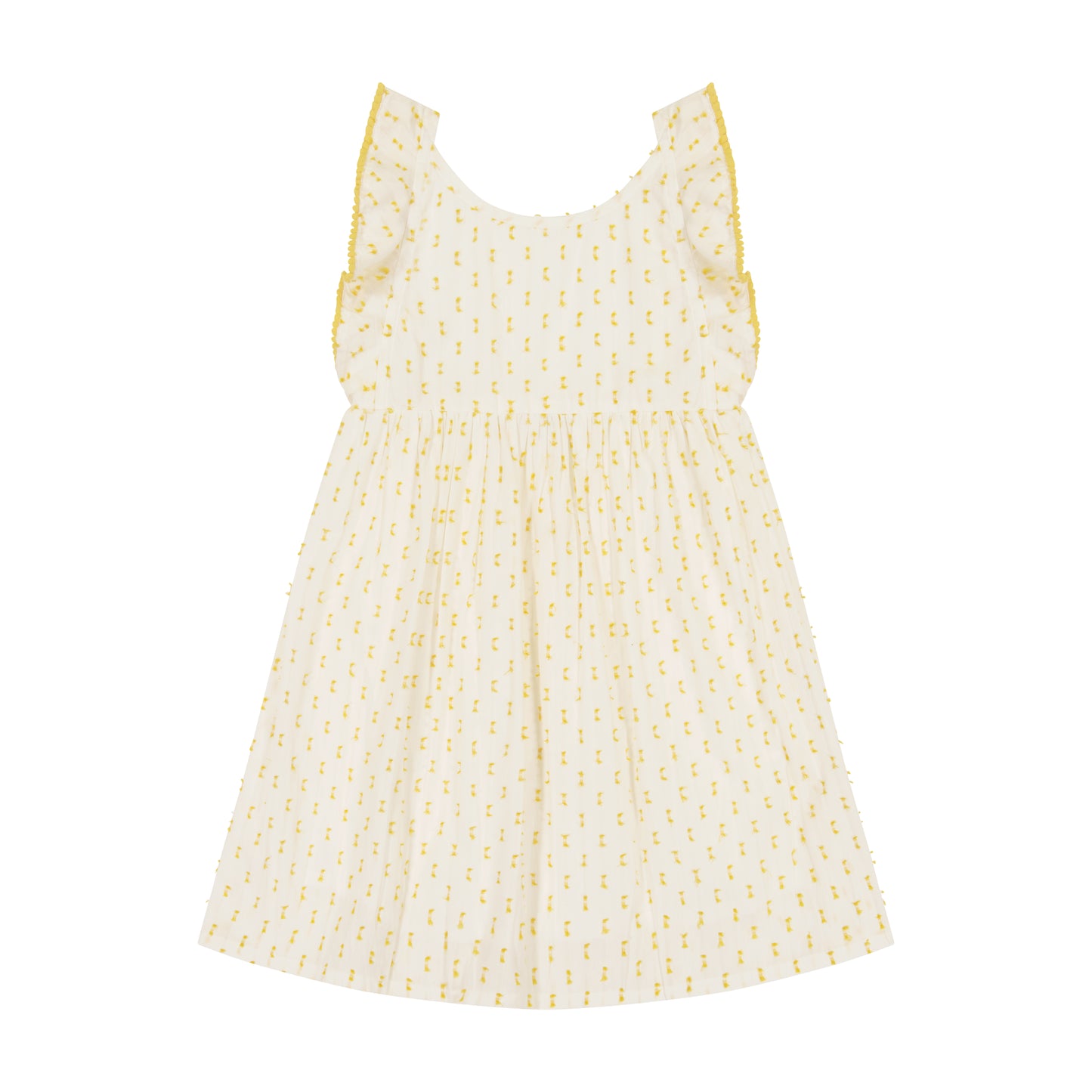Daphne Girl's Flutter Sleeve Dress Gold Swiss Dot- final sale