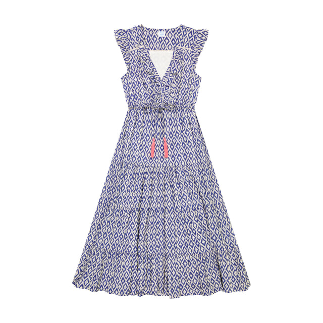 Mer St Barth Giselle Women's Maxi Dress Navy Ikat