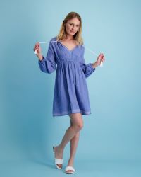 Elodie Women's Popover Embroidery Dress Agean Blue