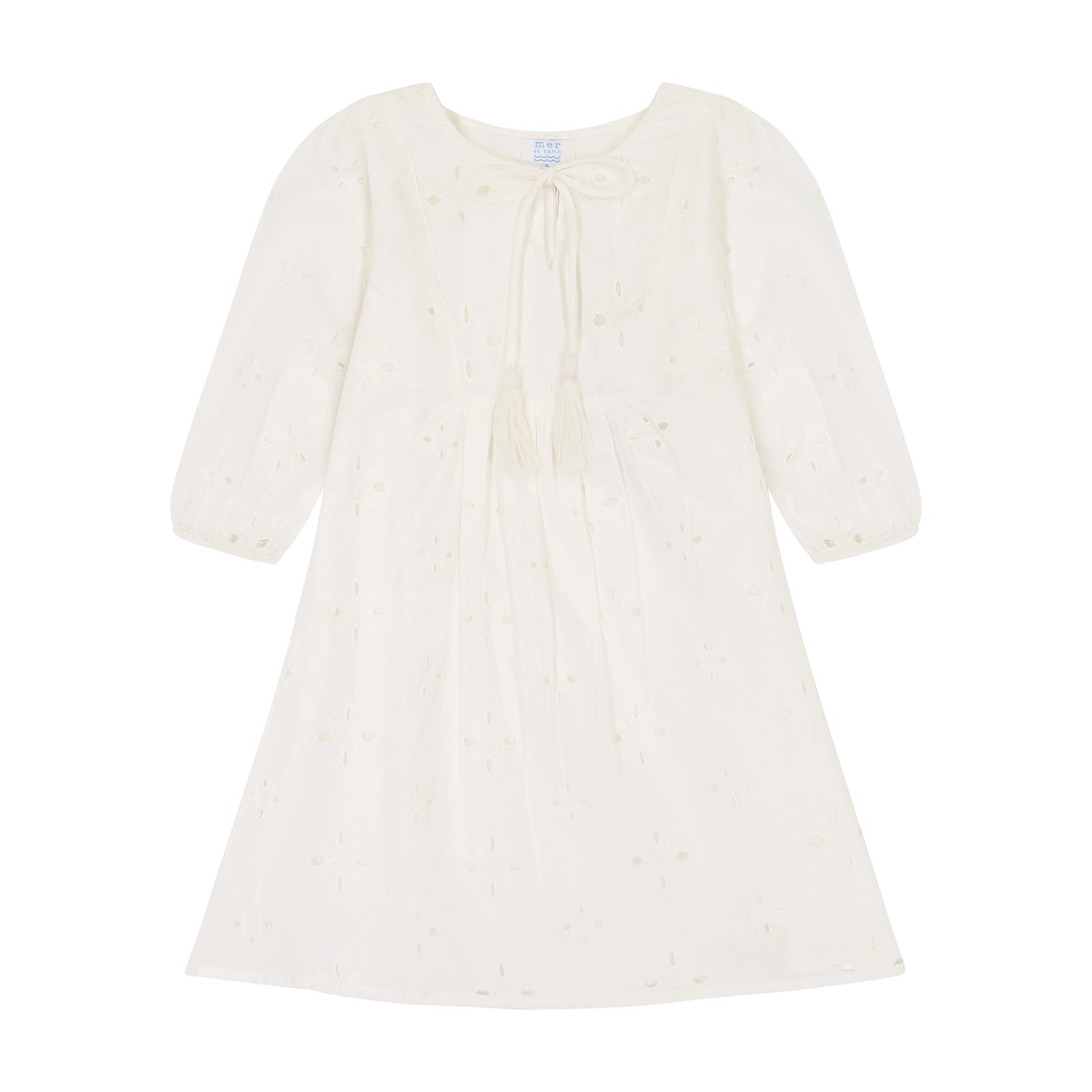Isabelle Girl's Popover Dress White Eyelet- final sale