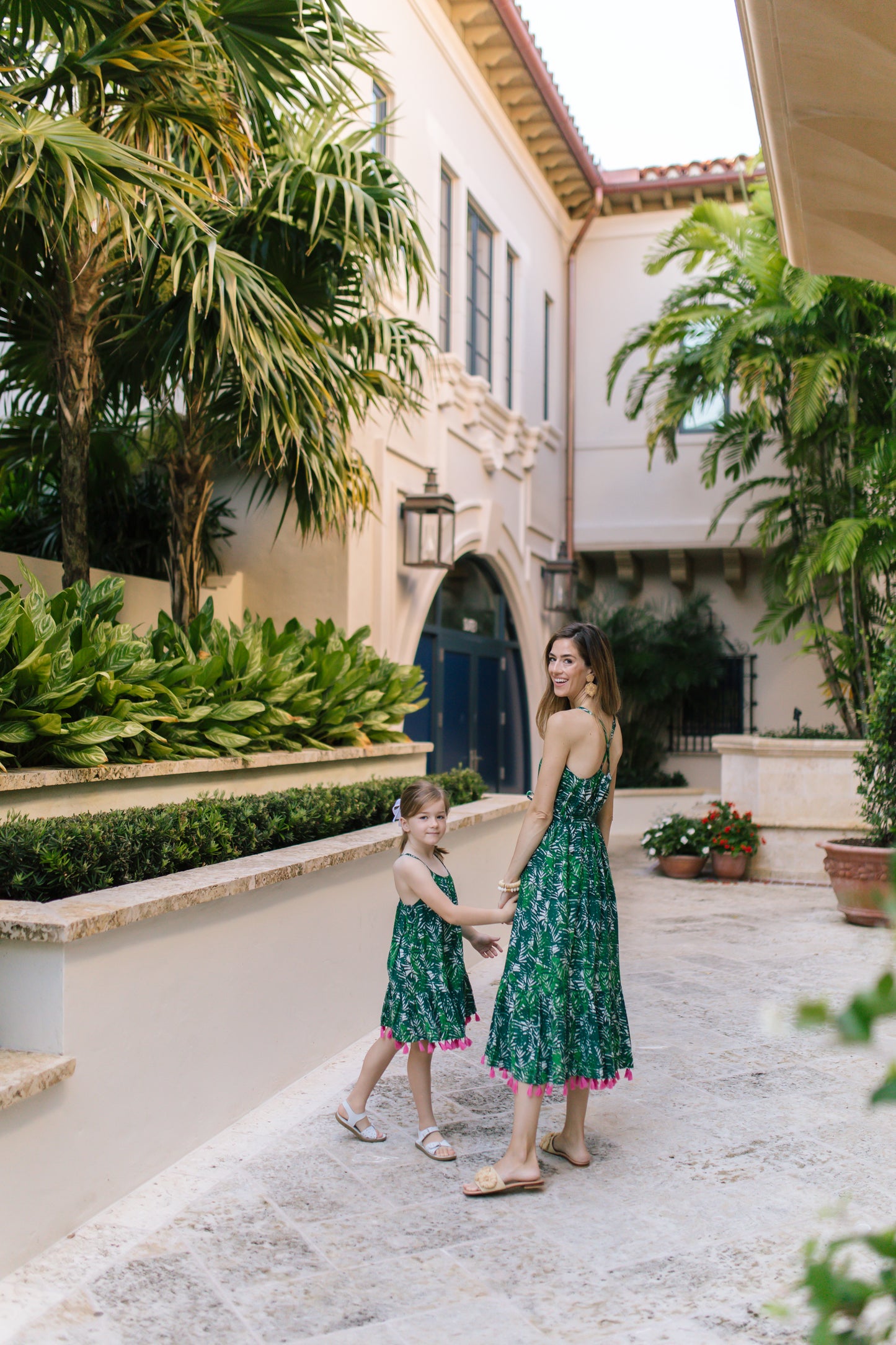 Mini Chantal Girl's Sundress Emerald Palm- final sale