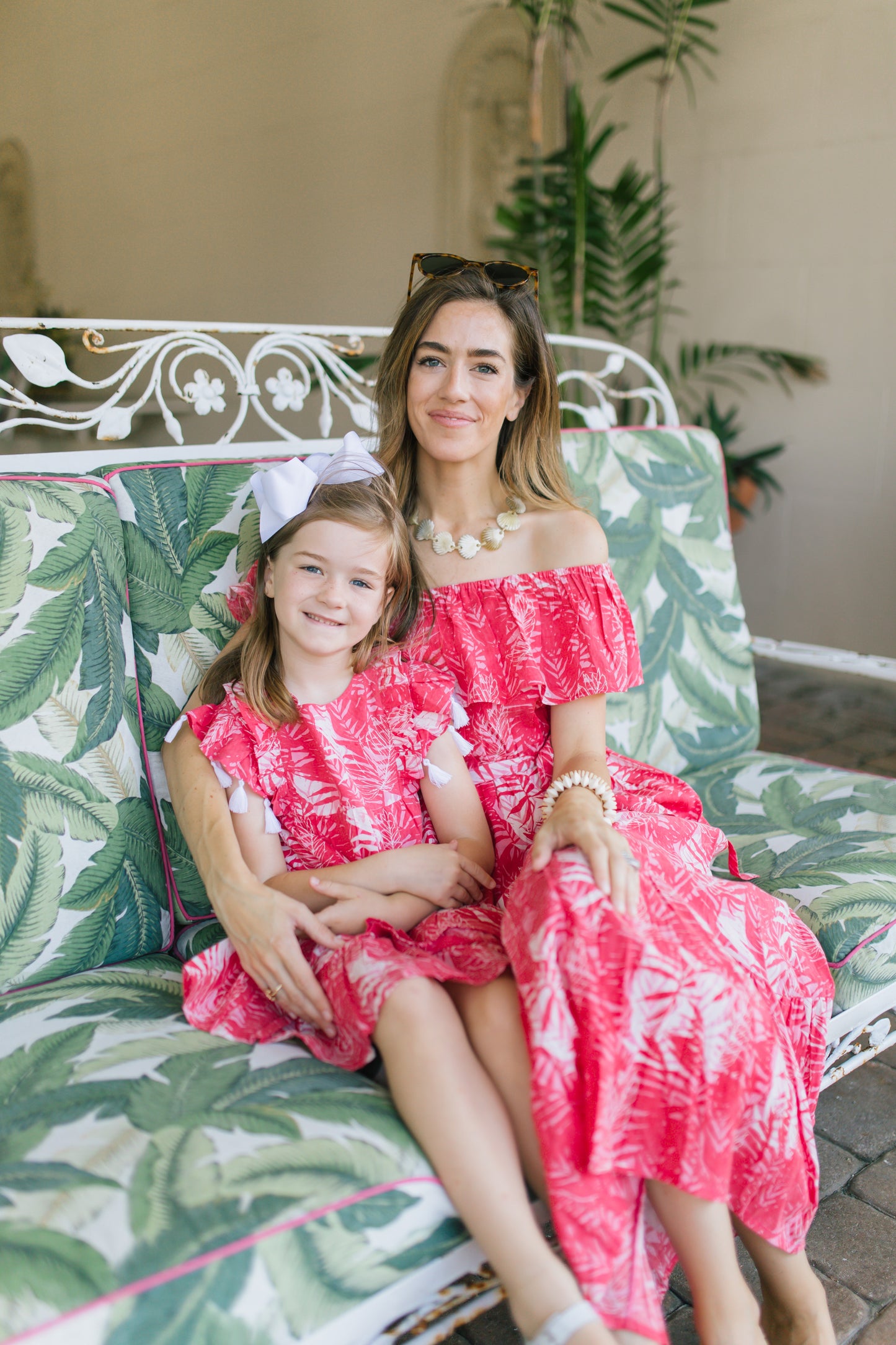 Sophie Girl's Tassel Dress Pink Palm- final sale