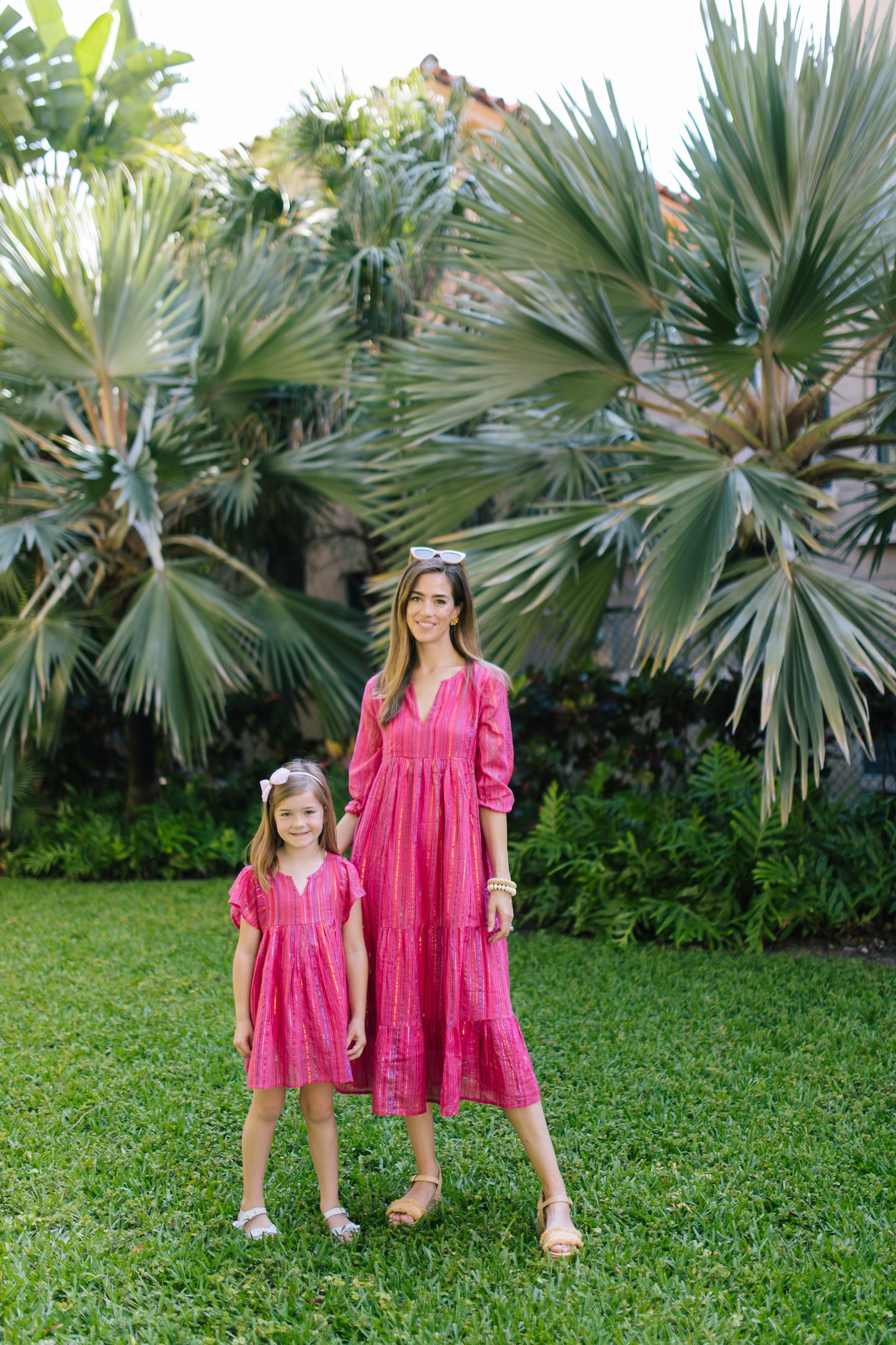 Talia Women's Maxi Dress Pink Lurex Stripe- final sale