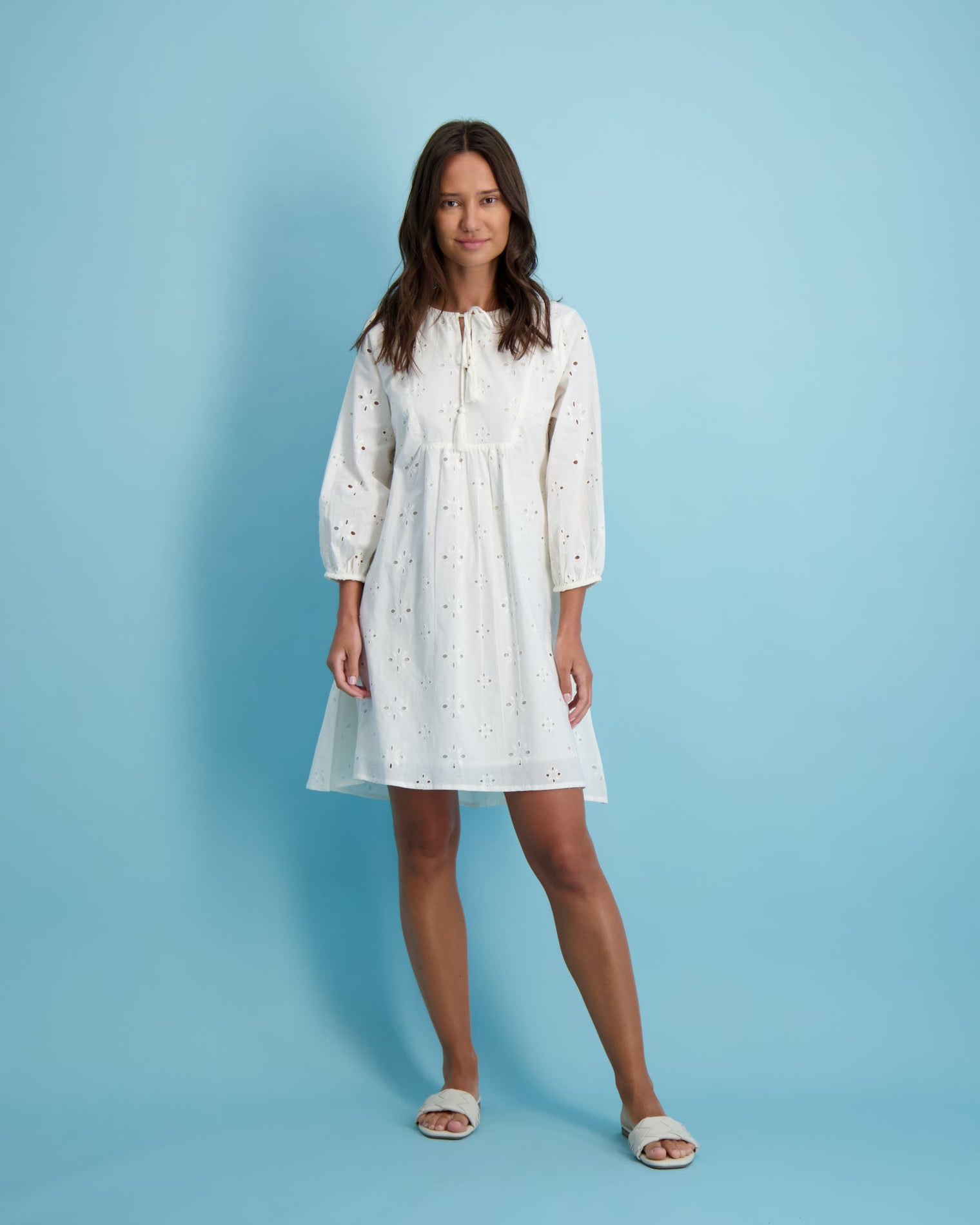 Lea Women's Popover Dress White Eyelet