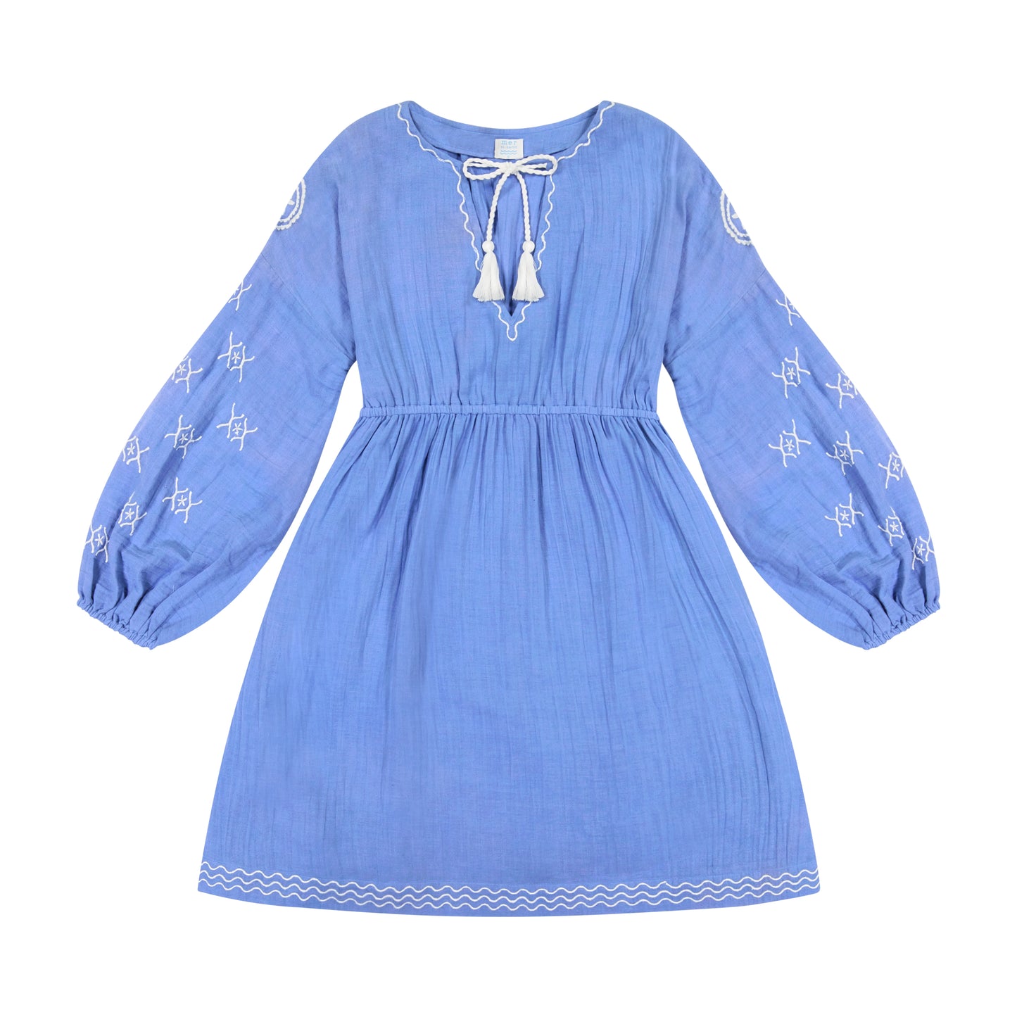 Elodie Women's Popover Embroidery Dress Agean Blue