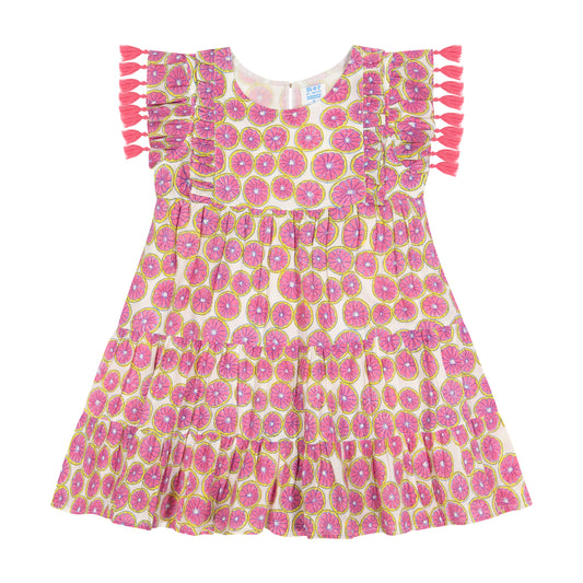 Sophie Girl's Tassel Dress Citrus Pink- final sale