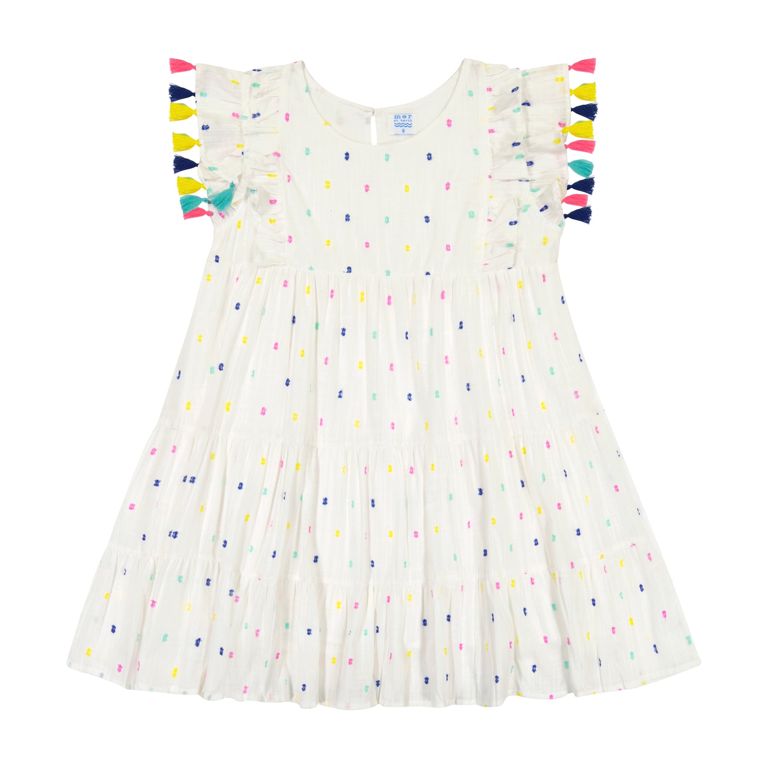 Sophie Girl's Tassel Dress Confetti Swiss Dot