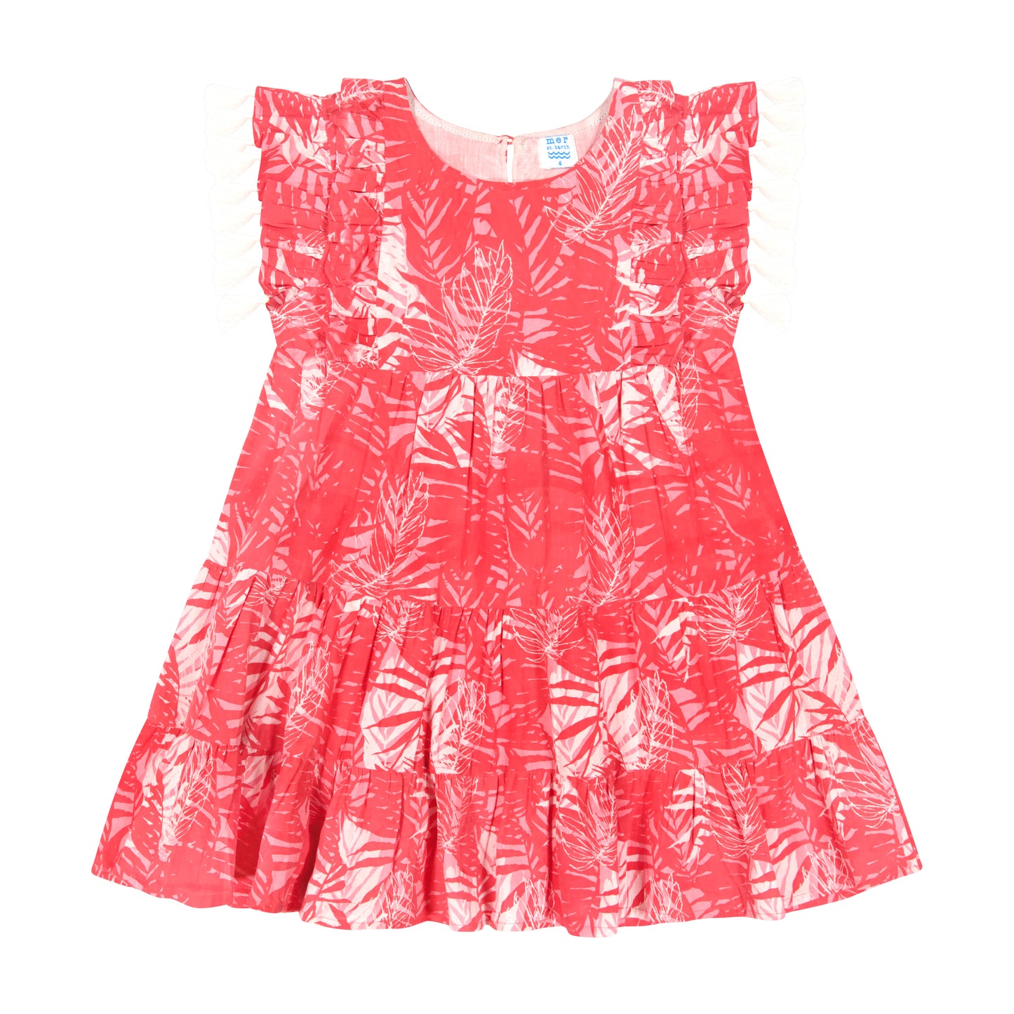 Sophie Girl's Tassel Dress Pink Palm- final sale