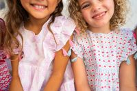 Sophie Girl's Tassel Dress Aqua Red Ikat