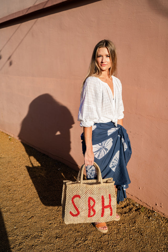 Cotton Saline Pareo Indigo Tie-Dye