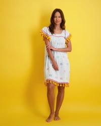 Sandrine Women's Dress Multi Stripe Embroidery- final sale