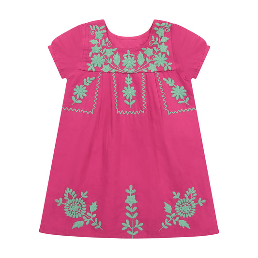 Camille Women's Embroidery Tunic Dress Hibiscus- fina sale