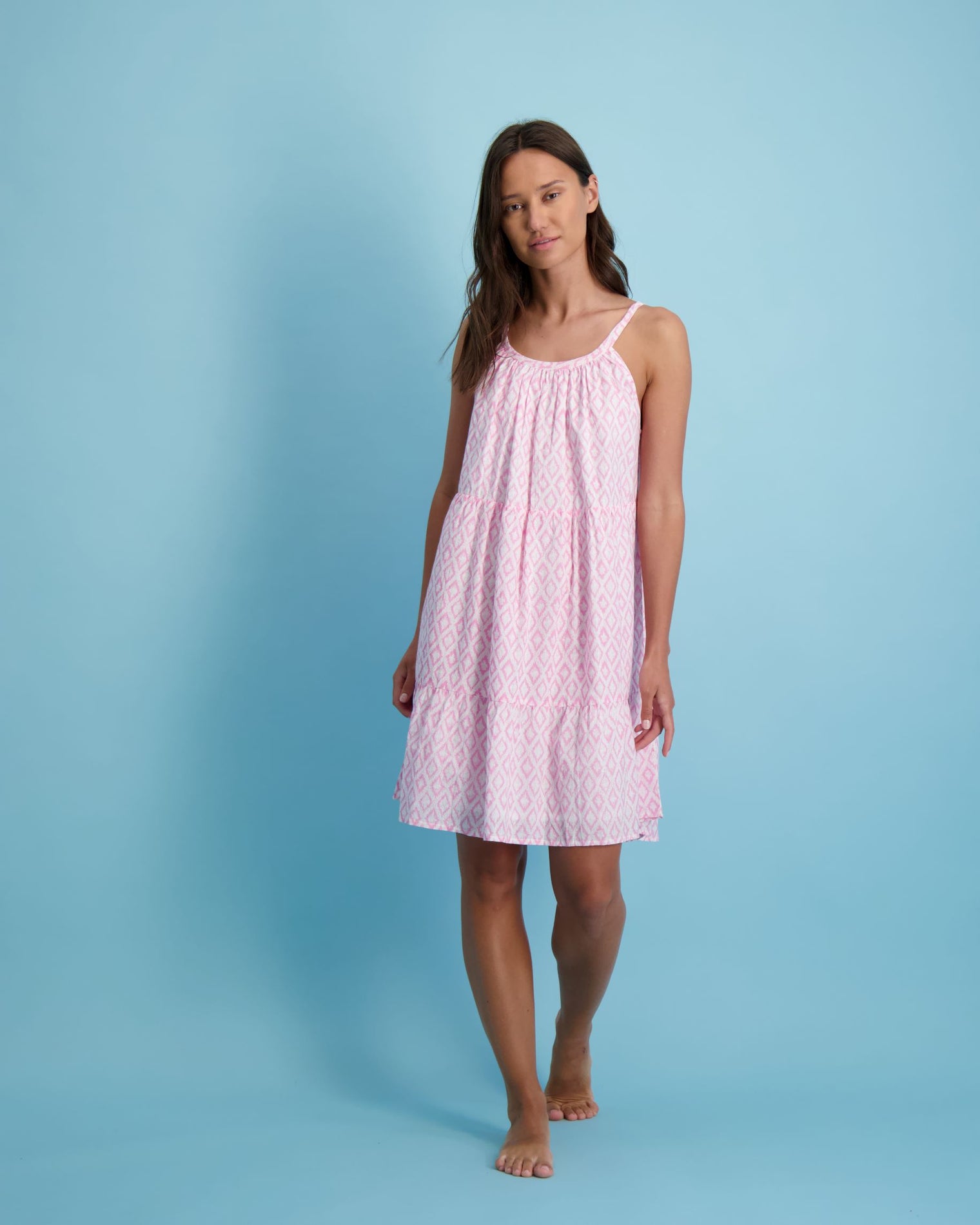 Sabine Women's Swing Sundress Soft Pink Ikat