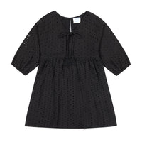 Mer St Barth Sara Girls' Popover Dress Black Eyelet