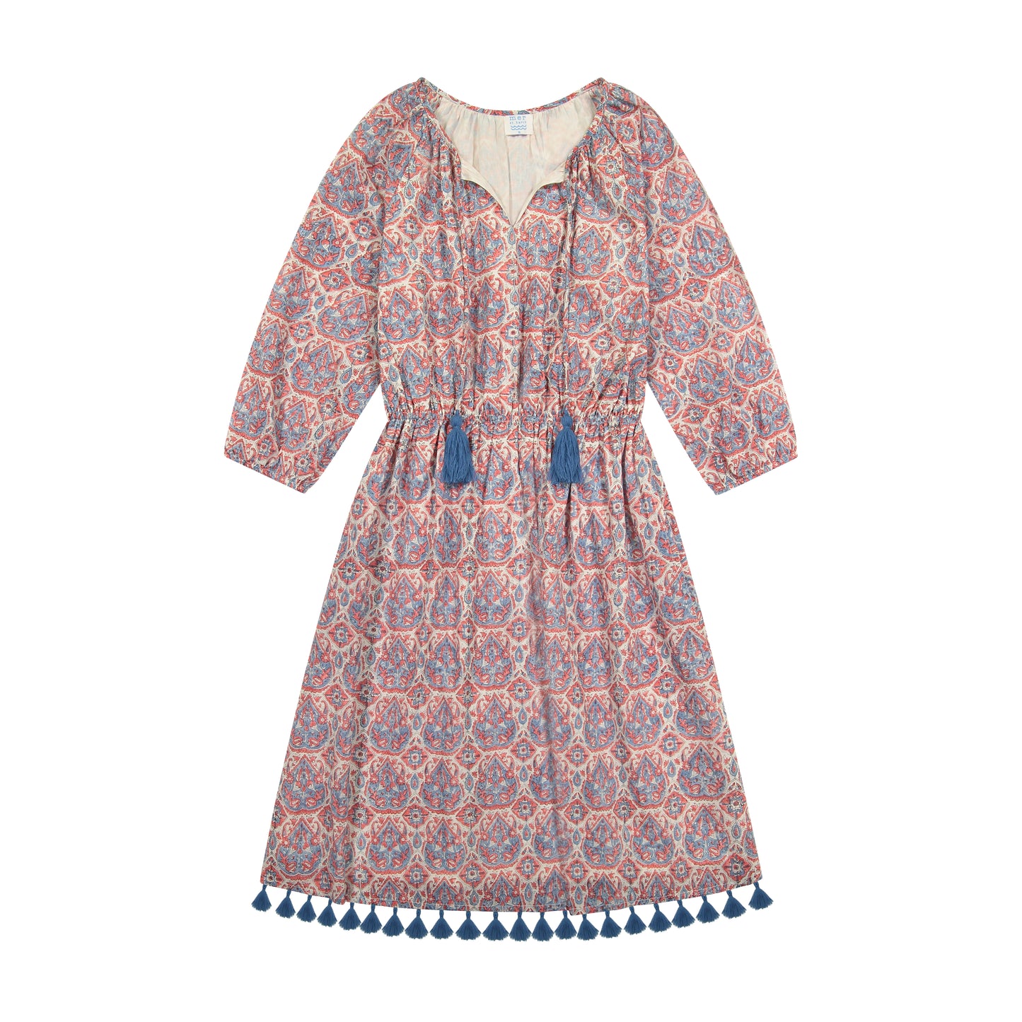 Solange Women's Popover Dress Mosaic Blue Block Print - final sale