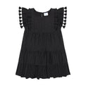 Mer St Barth Sophie Girls' Tassel Dress Black Eyelet